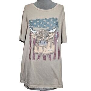 Cow American Flag Short Sleeve Tee Size XL